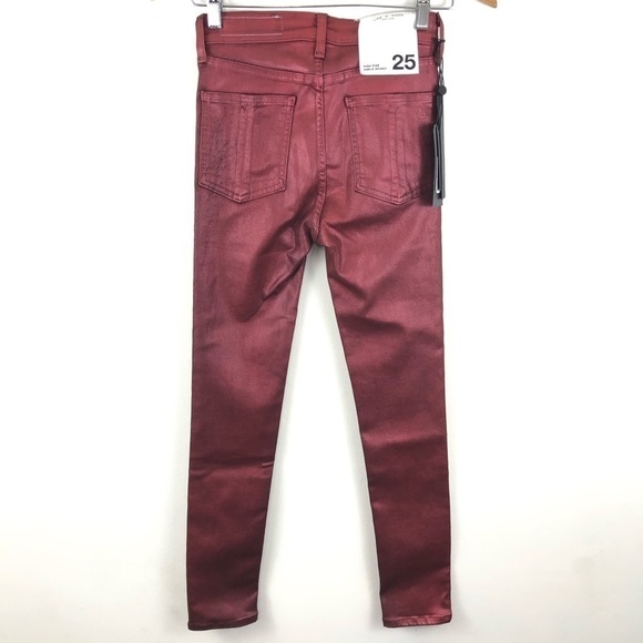 Rag & Bone High Rise Ankle Burgundy Jeans 25 - Picture 3 of 8